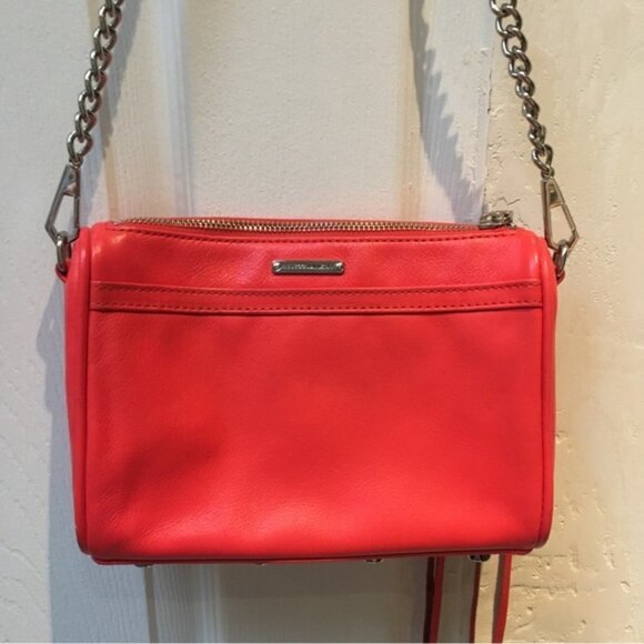 Rebecca Minkoff Red Leather Chain-link Crossbody Bag - Picture 4 of 9